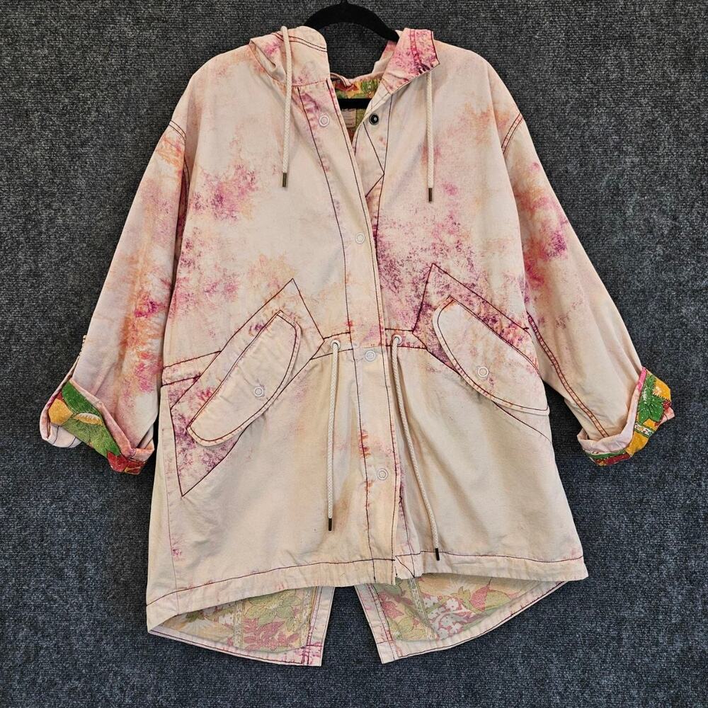 Free Electric Fields Tie Dye Parka Tie Dye Hooded  Jacket Size S